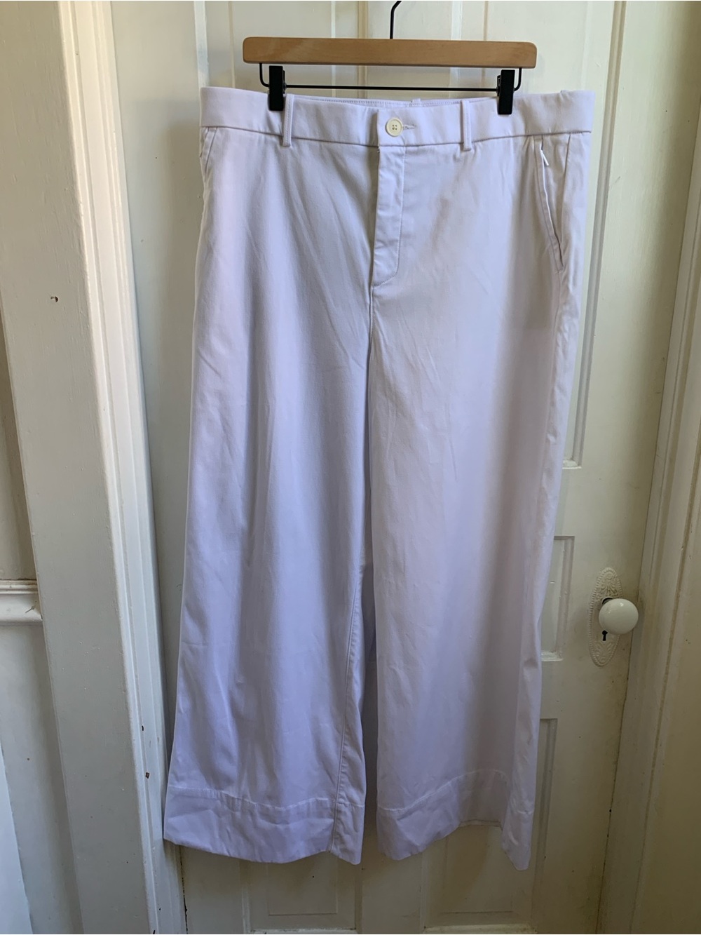 NWT Spanx Supersmooth Stretch Twill Wide Leg Pants Classic White 1X